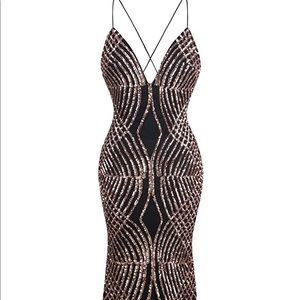 Sequin Mermaid Vneck Gown